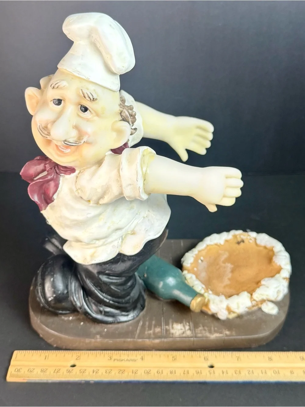Vintage Happy Italian Chef 10” high Cooking Wine Bottle Holder Resin *READ*